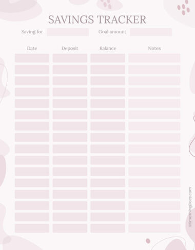 Free Elegant Pink Savings Tracker Template