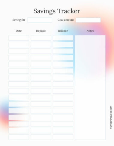 Rainbow Savings Tracker Printable