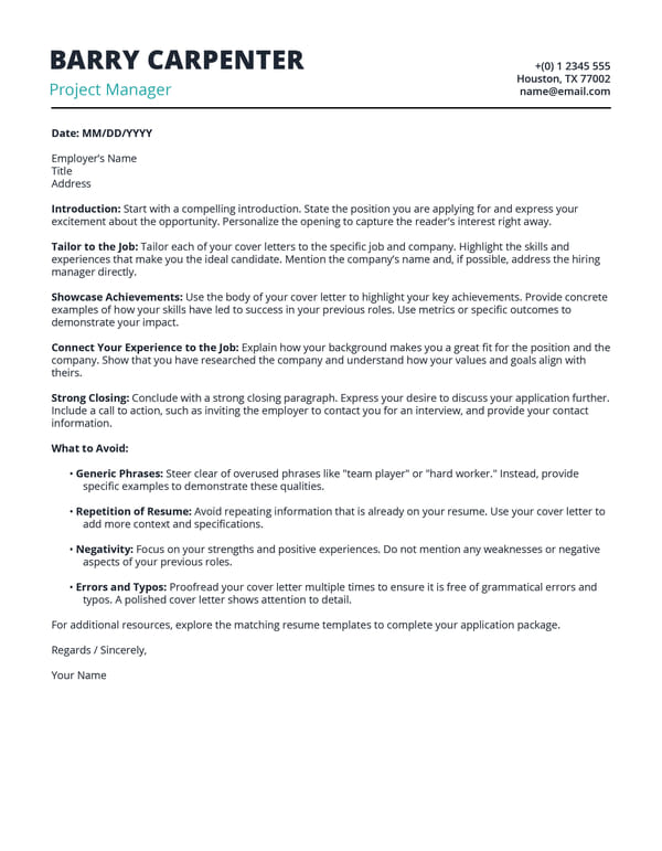 Free Simple Cover Letter Template